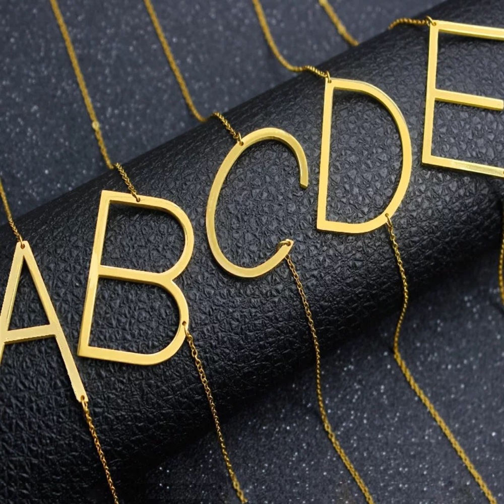 Gold Initial Pendant Necklace Letters A-Z - Picture 3 of 8
